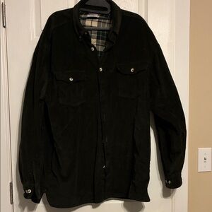 Green Corduroy Shirt Jacket with Plaid Lining - Unbranded